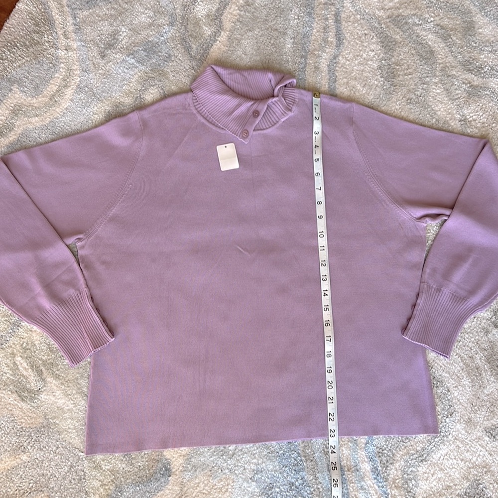 Lilac Buttoned Turtleneck Sweater - Picture 5 of 13